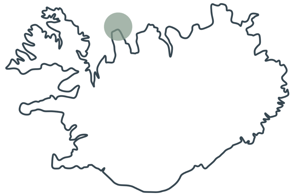 Map of Iceland with marker at Skagi